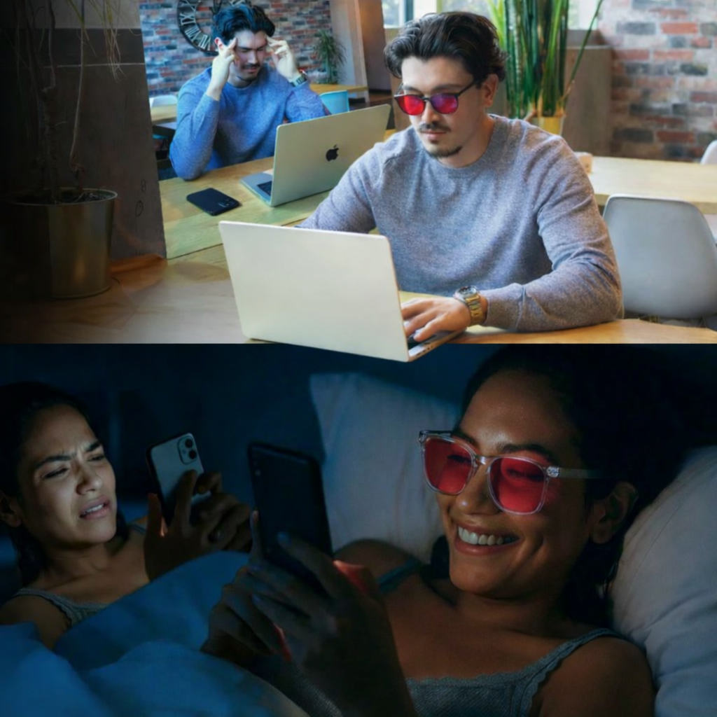 Rayless/Gafas de luz azul con cristales rojo medianoche